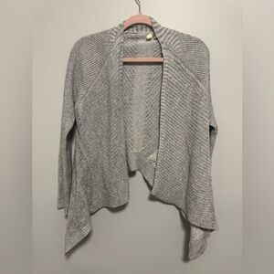 Moth Anthropologie Gray Draped Pointelle Open Cardigan Sweater